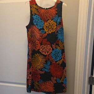 Cece Sleeveless Floral Shift Dress in Black with Multicolor Blooms Sz 4